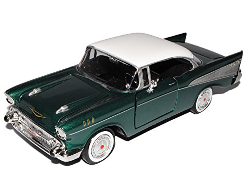 Collection 711 MM73228GR_Ohne Chevrolet Chevy Bel Air 1957 Coupe Oldtimer 1/24 Motormax Modellauto Modell Auto, Grün