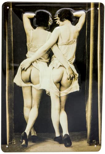Retro Blechschild - Vintage Nostalgie Pin Up Girls - hochwertig geprägtes Stahlblech - Deko Schild, 3D Effekt - 30 x 20 cm