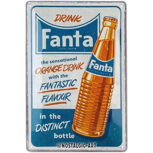 Nostalgic-Art Retro Blechschild, 20 x 30 cm, Fanta – Sensational Orange Drink – Geschenk-Idee als Bar-Zubehör, aus Metall, Vintage Design