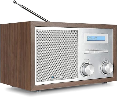 Blaupunkt Nostalgieradio RXD 180 DAB+ mit AUX IN und Bluetooth, UKW PLL Radio mit RDS, 5 Watt RMS, LC-Farbdisplay, Küchenradio mit einfacher Bedienung, mit Kopfhöreranschluss, Drehregler, Walnuss