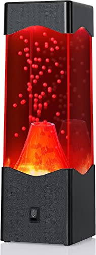 SENCU Lavalampe Kinder,Vulkan Lampe mit roten LED Lichtern Wassersäule simulierten Vulkanausbruch, Nachtlicht Geschenke für Mädchen Jungen,Stimmungslicht Fantasy für Zimmer Dekor(Schwarz)