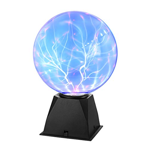 LEDMOMO Plasmaball Magische Plasmakugel Blau Licht Blitze Touch Sensitive Lampe 8 Zoll