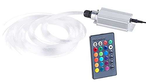 Lunartec Glasfaserlicht: Glasfaser-RGB-LED-Sternenhimmel mit Fernbedienung und 100 Lichtfasern (Lichtgenerator Glasfaser, Sternenhimmel Generator, Fernbedienungen)
