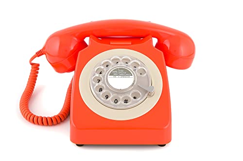 GPO 746ROTARYORA Retro Telefon mit Wählscheibe im 70er Jahre Design Orange