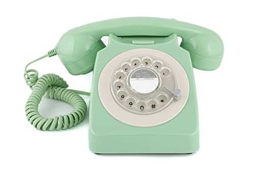 GPO 746ROTARYGREEN Retro Telefon mit Wählscheibe im 70er Jahre Design Minzgrün