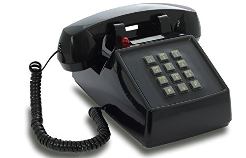 OPIS PushMeFon Cable: 1970er Designer Retro-Tastentelefon in modernen Farben mit Metallklingel (schwarz)