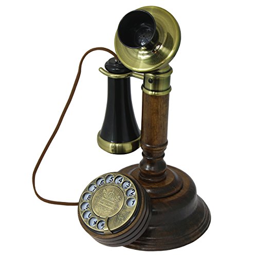 Opis 1921 Cable - Modell C - Altes Telefon mit Wählscheibe/Festnetztelefon Retro/Antike Deko/Drehscheiben aus Holz mit Metallklingel
