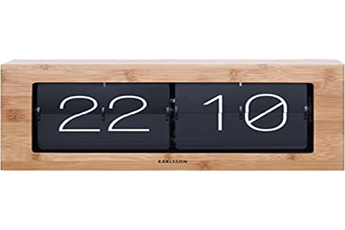 Karlsson KA5642WD Tisch Wanduhr XL Flip Clock Holz 17,5 x 37 x 9 cm Bambusholz