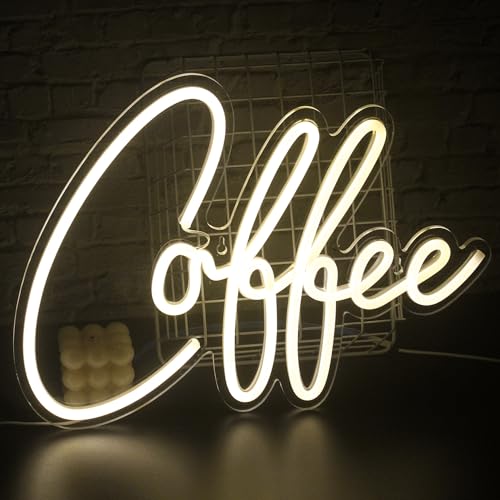 SIGNSHIP Coffee Neon Light, Schild Kaffee-Leuchtreklamen LED-Wand-Neonlicht, Brief Warmweiß USB, Einkaufen Küche Wanddekoration Hochzeit Geburtstag aus Kunststoff