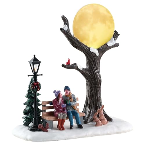 Lemax 84359 - Christmas Moon - Weihnachten unterm Vollmond - NEU 2018 - Vail Village Table Pieces - Beleuchtetes LED Polyresin Tischstück - Dekoration/Weihnachtsdeko - Weihnachtswelt/Weihnachtsdorf